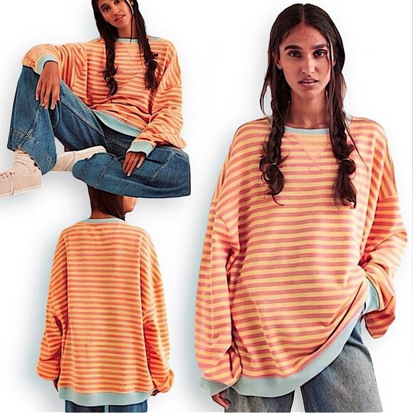 Free People Classic Striped Crew Neck Sweatshirt - Picture 7 of 16